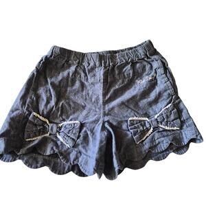 Kiss Drop Japanese Brand Chambray Bow Scalloped Shorts Kawaii Coquette Kids 120